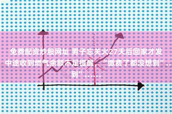 免费配资炒股网址 男子忘关火27天后回家才发现！中途收到燃气余额不足提醒，“缴费了都没想到”……